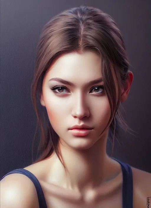 Image similar to photo of a gorgeous young woman in the style of stefan kostic, realistic, sharp focus, 8 k high definition, insanely detailed, intricate, elegant, art by stanley lau and artgerm