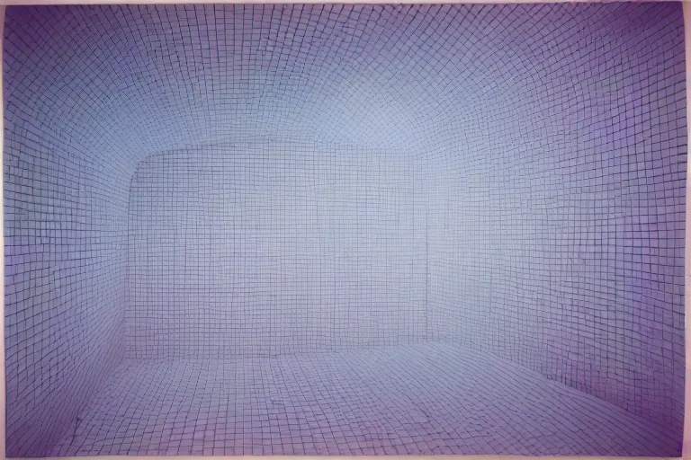 Prompt: underwater footage of a non - euclidean, geometric tiled swimming pool tunnels into infinity, cubic and right angles, cube portals, 1 9 7 0 s, ektachrome photograph, volumetric lighting, f 8 aperture, cinematic eastman 5 3 8 4 film stanley kubrick