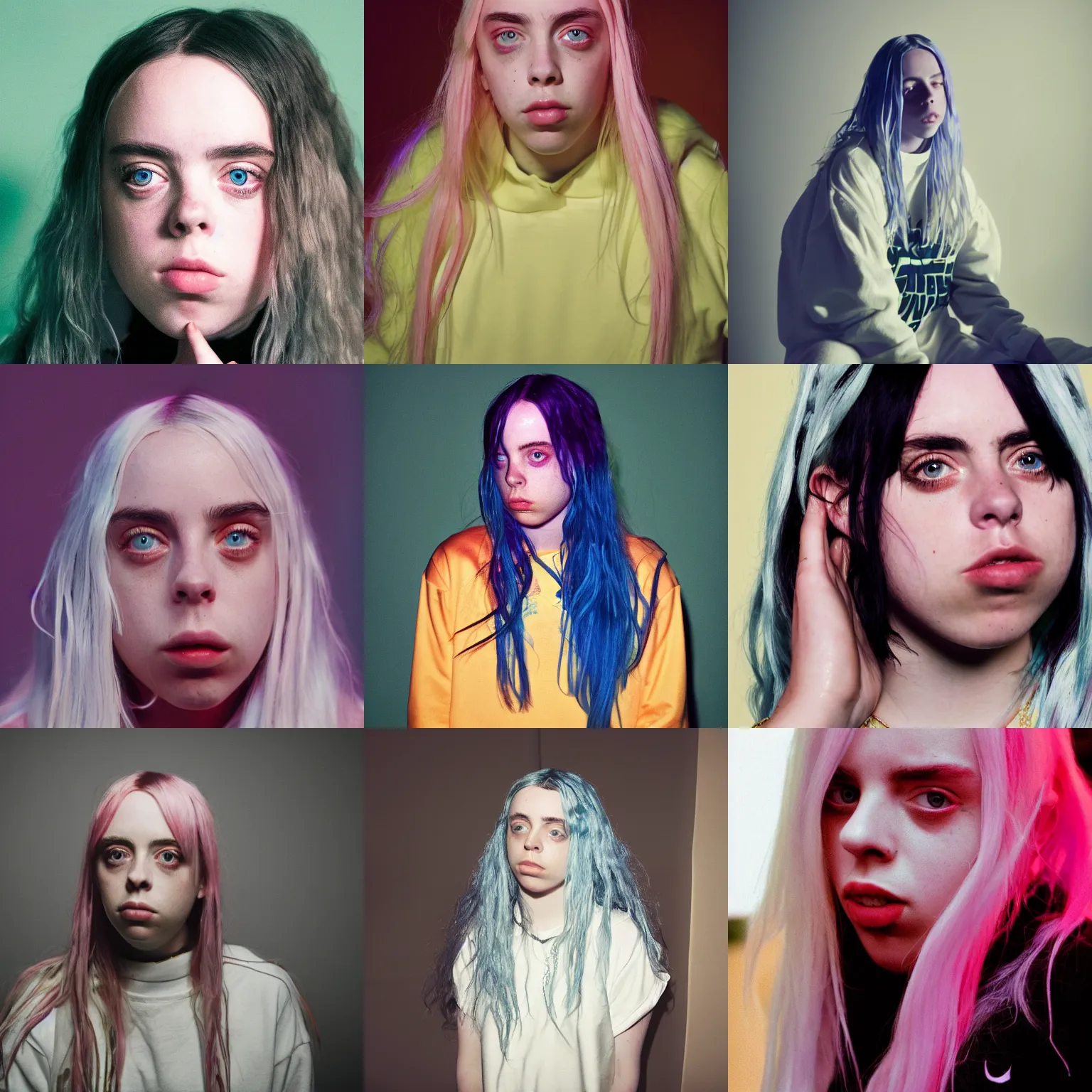 Prompt: billie eilish photographed by petra collins, three point lighting, 4 k