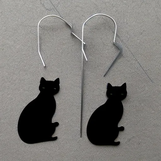 Prompt: 2d lasercut cat earrings, in the style of emi lomax, popular on artstation, popular on deviantart