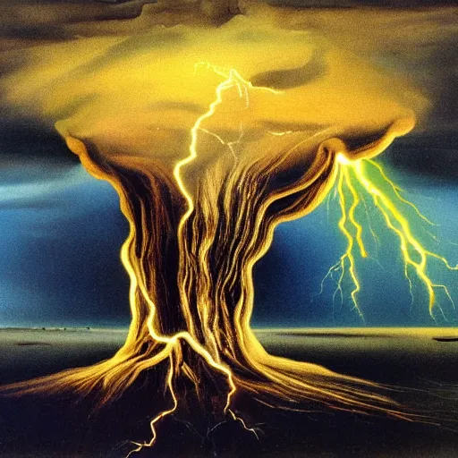 Image similar to crying lightning by salvador dali, 4k