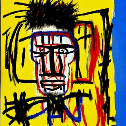 Image similar to a random person's portrait painted by jean michel - basquiat