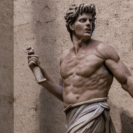 Image similar to hyperrealistic dslr film still of ace ventura pet detective as ancient roman statue, stunning 8 k octane comprehensive 3 d render, inspired by istvan sandorfi & greg rutkowski & unreal engine, perfect symmetry, dim volumetric cinematic lighting, extremely hyper - detailed, extremely lifelike attributes & lifelike texture, intricate, masterpiece, artstation, stunning