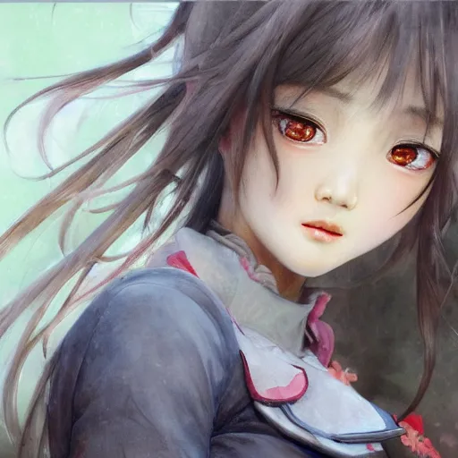 Prompt: dynamic composition, motion, ultra-detailed, incredibly detailed, a lot of details, amazing fine details and brush strokes, colorful and grayish palette, smooth, HD semirealistic anime CG concept art digital painting, watercolor oil painting of a Japanese schoolgirl, by a Chinese artist at ArtStation, by Huang Guangjian, Fenghua Zhong, Ruan Jia, Xin Jin and Wei Chang. Realistic artwork of a Chinese videogame, gradients, gentle an harmonic grayish colors.