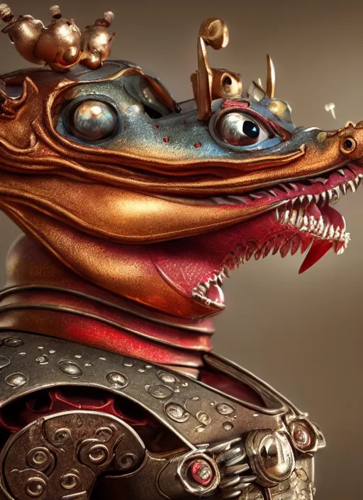 Image similar to highly detailed closeup portrait of a tin toy fairytale dragon, unreal engine, nicoletta ceccoli, mark ryden, earl norem, lostfish, hyung tae, frank frazetta, global illumination, detailed and intricate environment