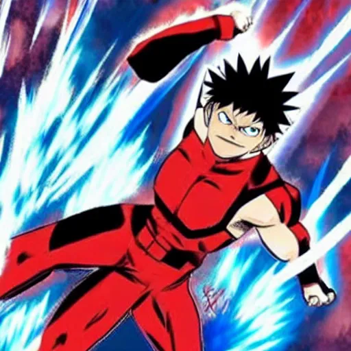 Image similar to bakugo in a superhero pose