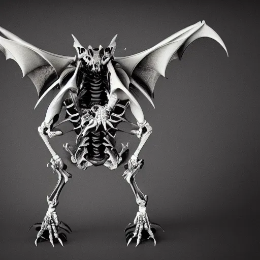 Prompt: dragon skeleton, studio photography, 4 k, black background