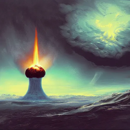 Image similar to The end of the world by nuclear fire, digital art