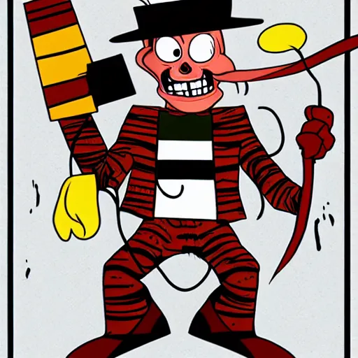 Image similar to freddy kreuger in the style of john kricfalusi