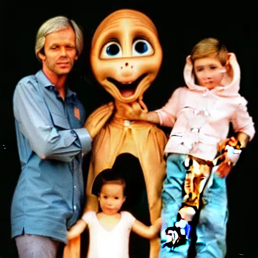 Prompt: family photo, with et, 1 9 8 4