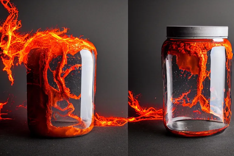 Image similar to jar of lava, studio photography