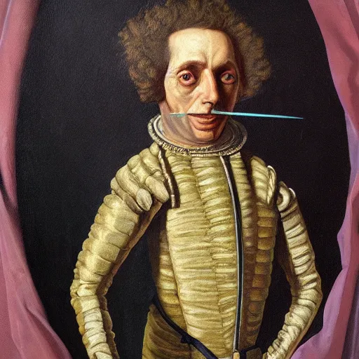 Image similar to oil painting portrait of an alien being in clothes from the year 1 6 0 0