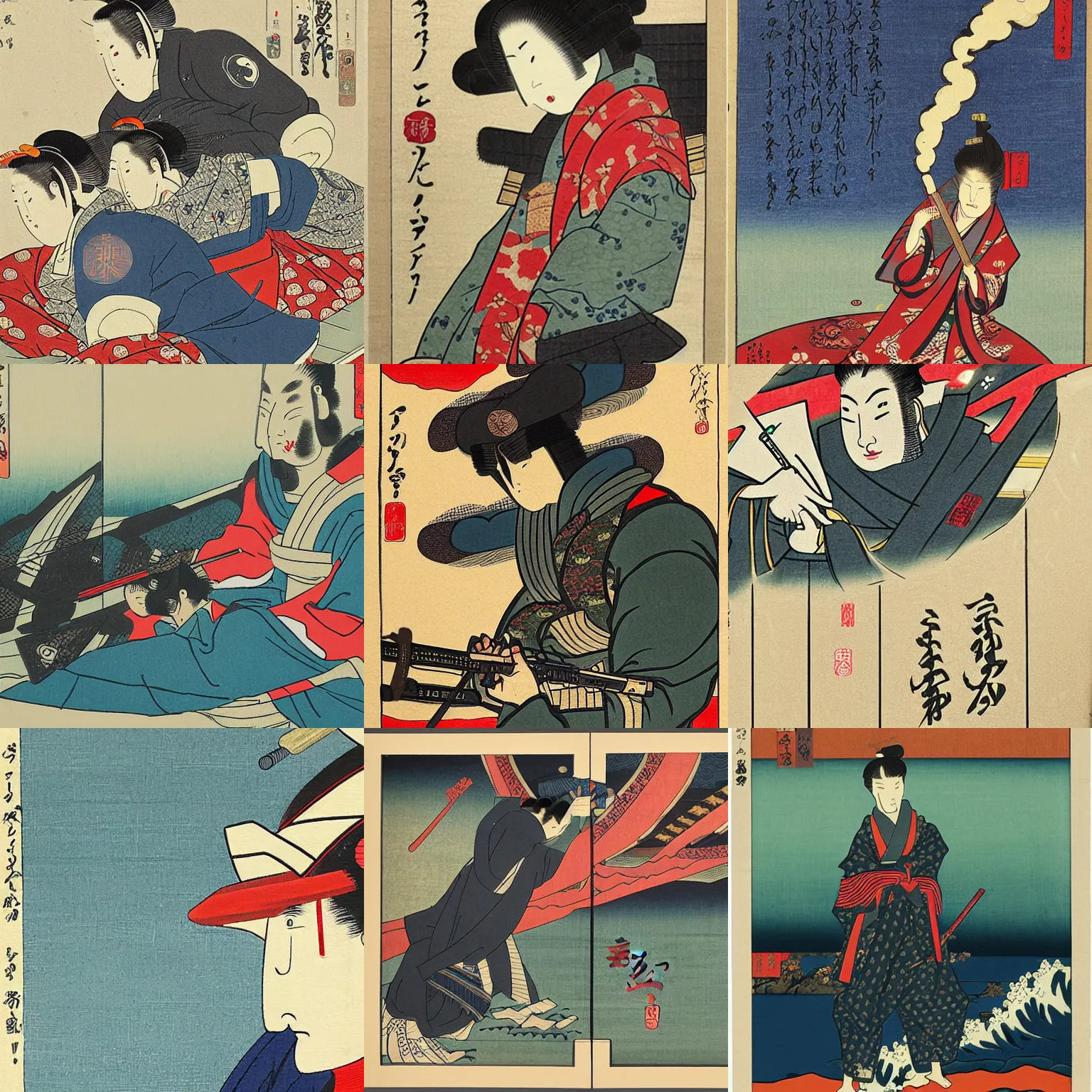 Prompt: ukiyo - e painting of call of duty