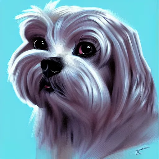 Image similar to a maltese terrier, concept art by yulia zhuchkova, lord raven art print,