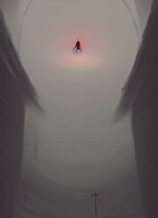 Image similar to character concept, a figure hovering above the ground inside a temple, foggy, atmospheric, fantasy art, sci - fi, alena aenami, digital art