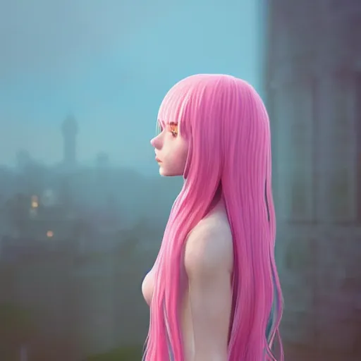 Prompt: girl with long pink hair, instagram photo, kodak, portra, by wlop, ilya kuvshinov, krenz, cushart, pixiv, zbrush sculpt, octane render, houdini, vfx, cinematic atmosphere, 8 k, 4 k 6 0 fps, unreal engine 5, ultra detailed, ultra realistic