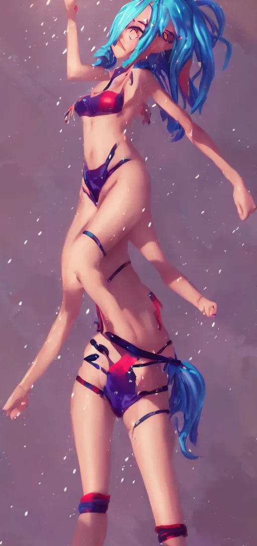 Image similar to jinx in a swim suit by guweiz
