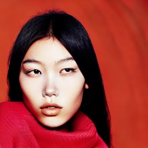 Image similar to photo portrait of beautiful 2 0 - year - old asian woman by'inez and vinoodh ','models. com ', elegant, luxury, masterpiece