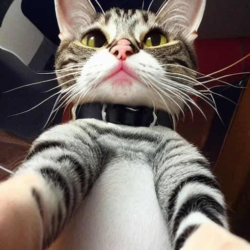 Image similar to selfie of a funny cat