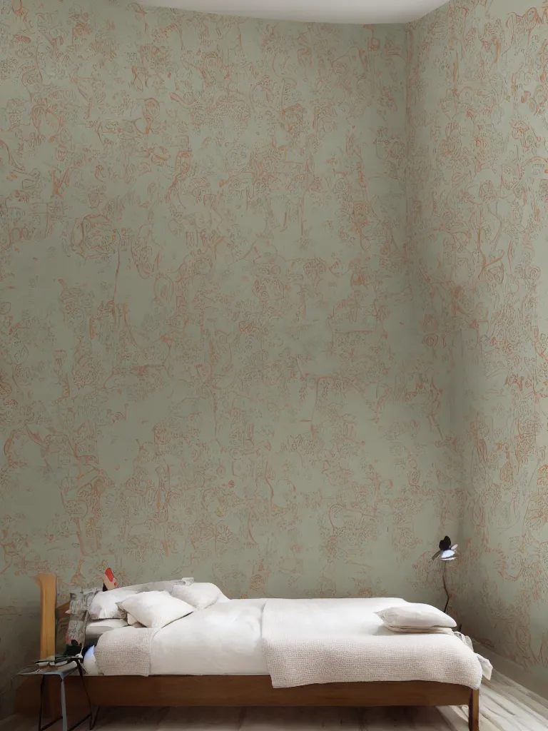 Image similar to wallpapered bedroom by disney concept artists, blunt borders, rule of thirds