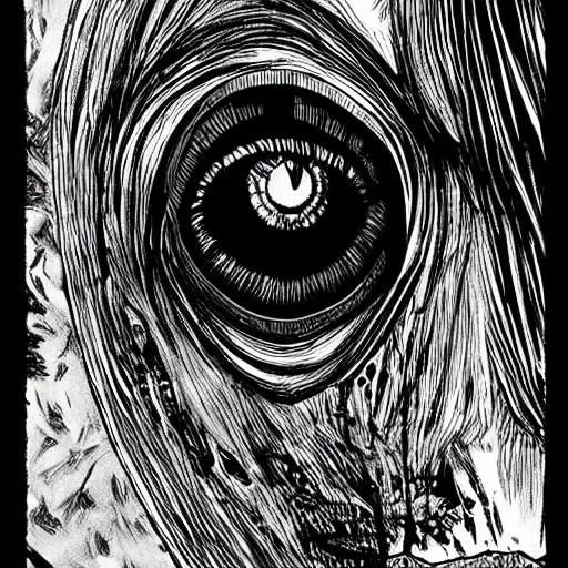 Image similar to midnight horror creepy eye staring at you through a barely open door, peeking at you in the dark nighttime, cracked open door barely ajar door, horrific dread monster barely visible to by yoji shinkawa apophasis junji ito shintaro kago 8 k