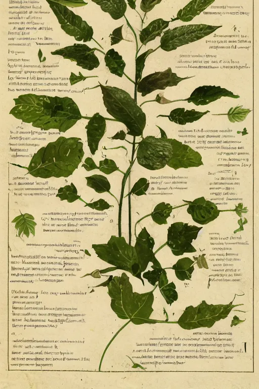 Image similar to scan of the leaves of an old cursed herbarium, by walt disney, infographic, textbook, marginalia, cursed, alien, plant specimens, hortorium, scientific study