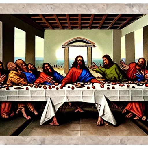 Image similar to Zombies in the last supper 4K quality hyper realistic