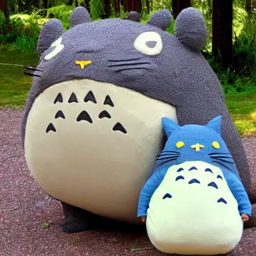 Prompt: ultra unhealthy fat cat dressed in a funny totoro costume realistic photograph