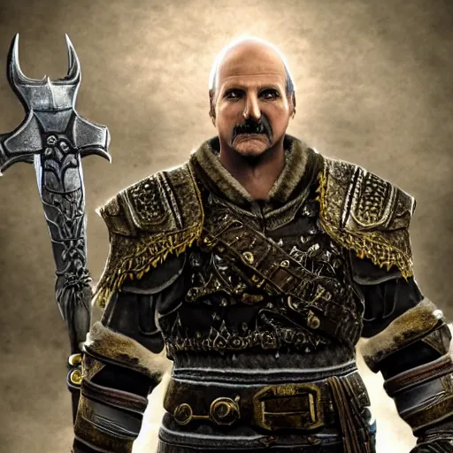 Prompt: Alexander Lukashenko as a Jarl in The Elder Scrolls V: Skyrim