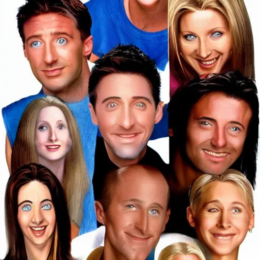 Prompt: a single person that combines elements from each of the cast members of Friends, highly detailed, ultra realistic, 8k
