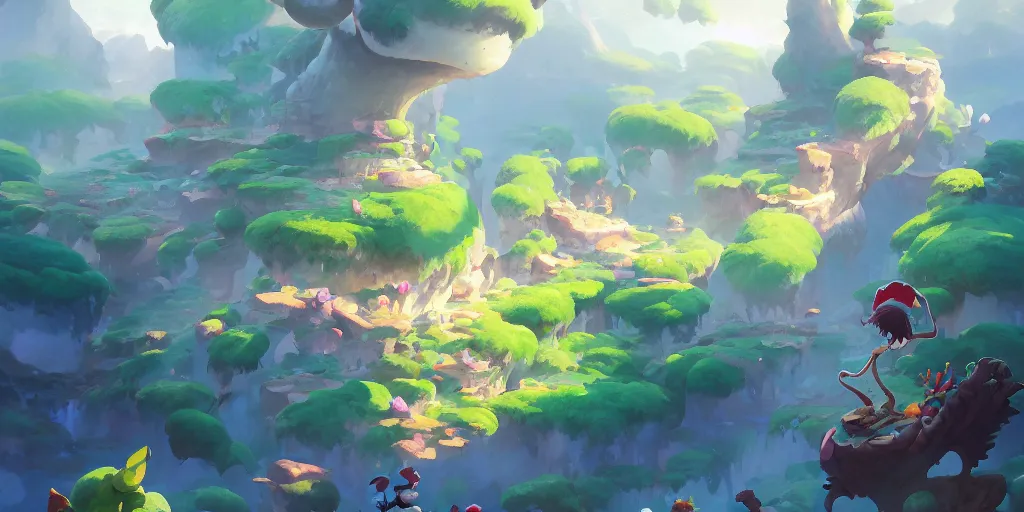 Image similar to 3 6 0 dynamics matte painting acrylic blur oil wonderland yoshi kurbi dofus, behance hd by jesper ejsing, by rhads, makoto shinkai and lois van baarle, ilya kuvshinov, rossdraws global illumination