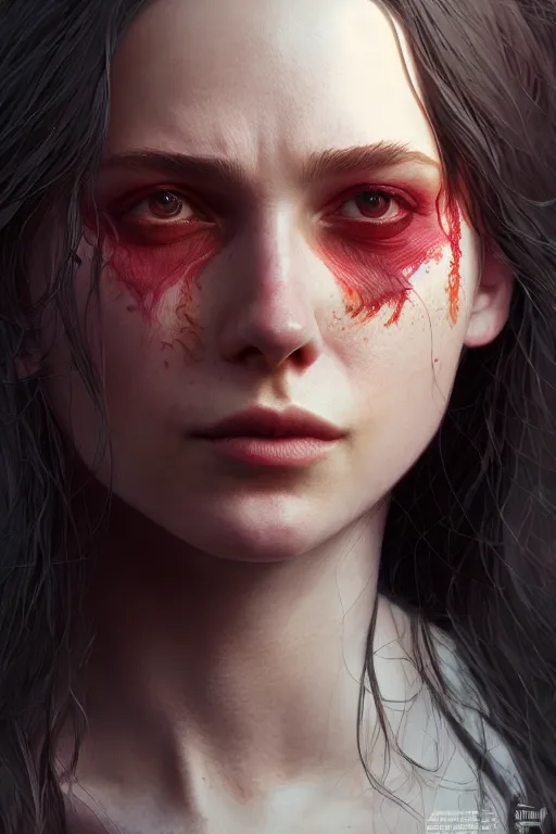 Image similar to Wanda Maximoff, au naturel, hyper detailed, digital art, trending in artstation, cinematic lighting, studio quality, smooth render, unreal engine 5 rendered, octane rendered, art style by klimt and nixeu and ian sprigger and wlop and krenz cushart