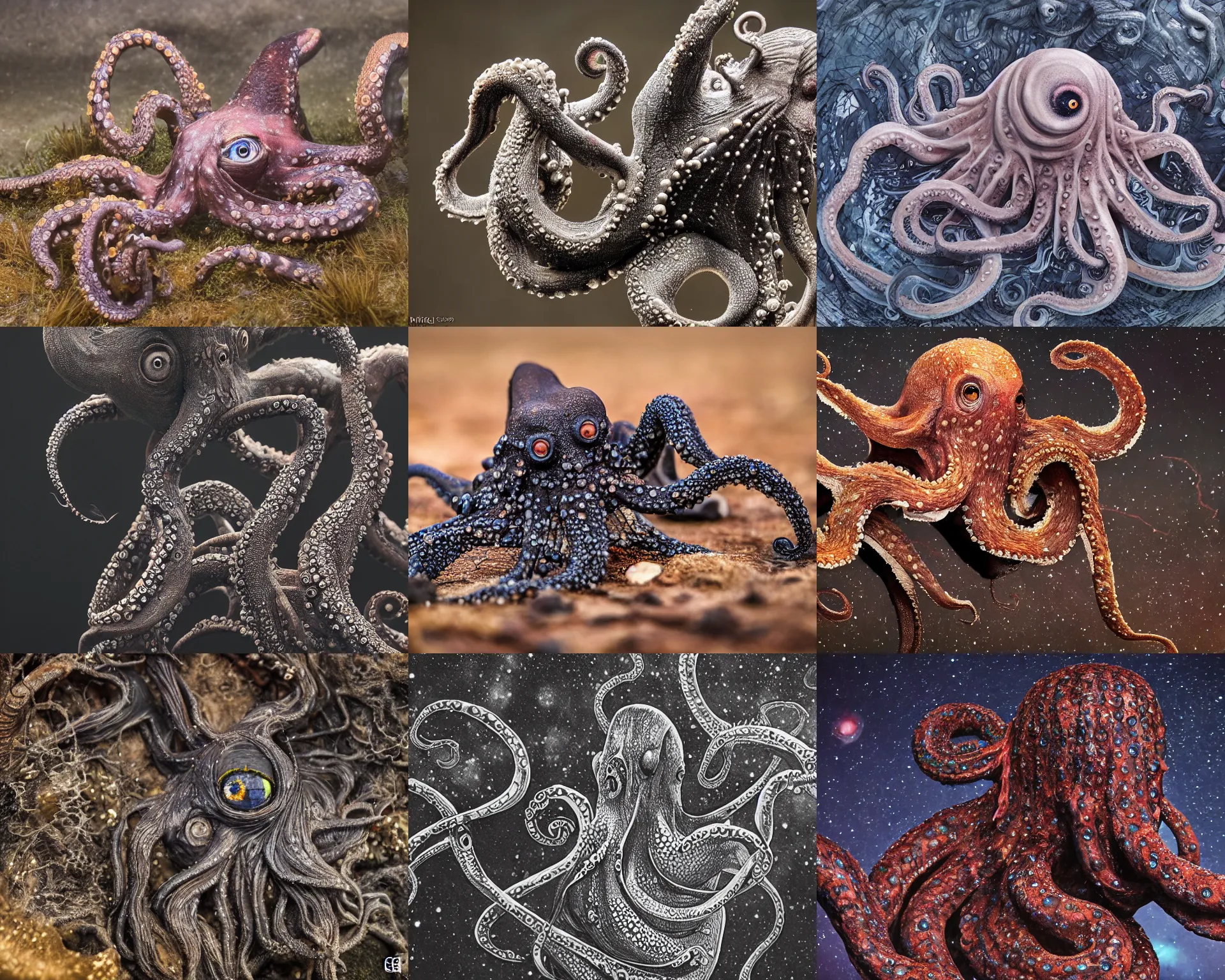 Prompt: 2 0 0 mm wildlife photography of a cosmic octopus creepy horror monster. highly detailed 8 k. intricate. lifelike. nikon d 8 5 0.