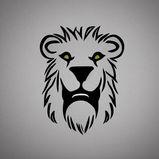 Image similar to minimal vector logo of a laughing lion head