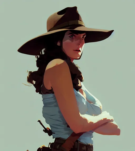 Prompt: portrait of a female indiana jones by atey ghailan, by greg rutkowski, by greg tocchini, by james gilleard, by joe fenton, by kaethe butcher, dynamic lighting, gradient light blue, brown, blonde cream and white color scheme, grunge aesthetic