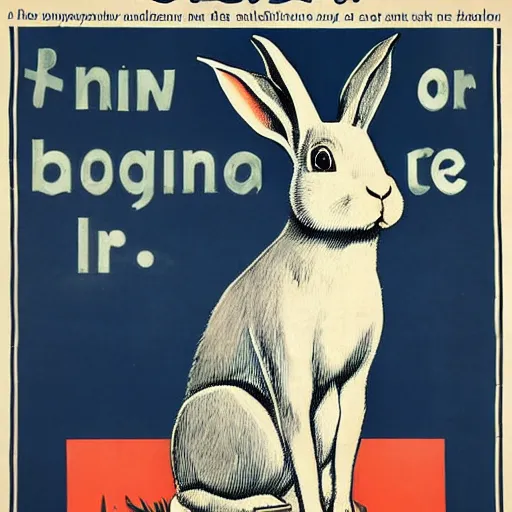 Prompt: a rabbit, propaganda poster, 1 9 1 0 s