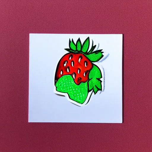 Prompt: strawberry with eyes, digital art, sticker