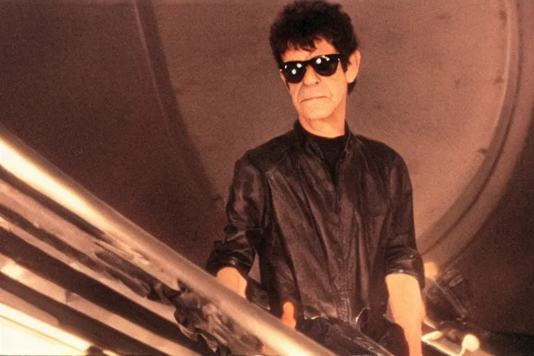 Prompt: lou reed on the bridge of a starship, movie still