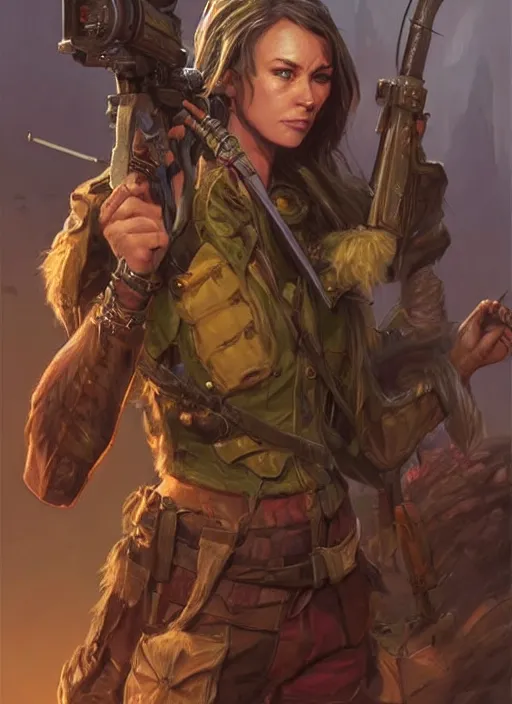 Image similar to sniper, dndbeyond, bright, colourful, realistic, dnd character portrait, full body, pathfinder, pinterest, art by ralph horsley, dnd, rpg, lotr game design fanart by concept art, behance hd, artstation, deviantart, hdr render in unreal engine 5