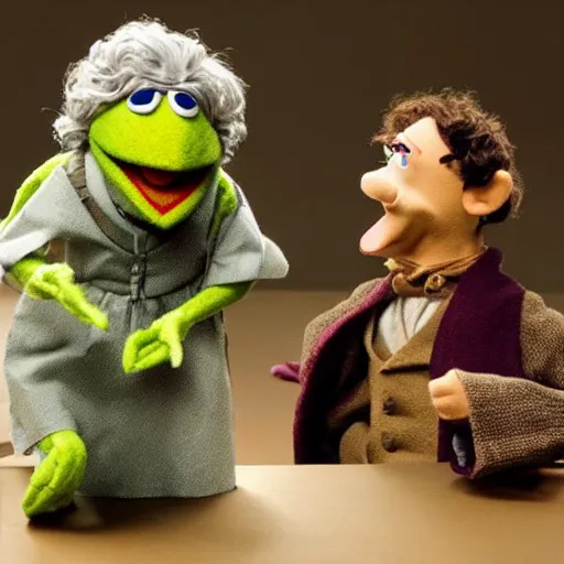 Prompt: muppet puppet of frodo and gandalf