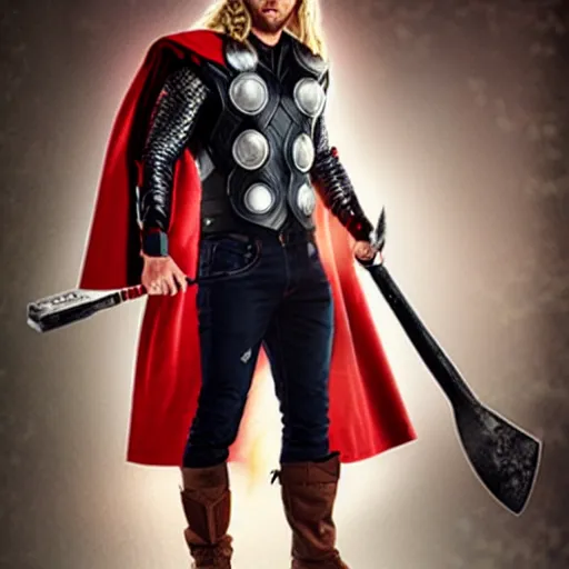 Image similar to thor holding Mjolnir Axe