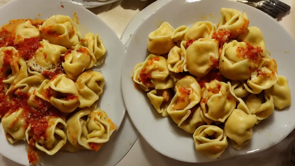 Image similar to gempunk crippling plate of tortellini