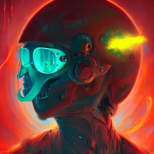 Prompt: humanoid yellow electric ghostly transparent lightning elemental wearing red and blue sci-fi goggles, haunted spaceship hallway, sci-fi artwork, horror, 8k, concept art, dramatic pose, art by artgerm and concept art by pete mohrbacher and seb mckinnon and beksinski and josan gonzales, close shot, trending on artstation, creepy atmosphere, highly detailed, intricate, digital art