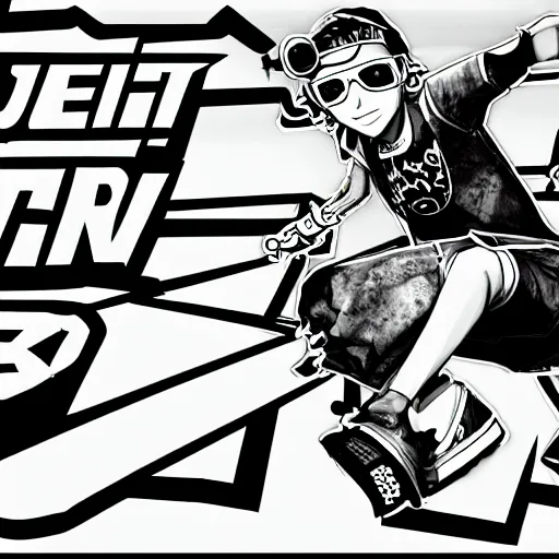 Image similar to Jet Set Radio, 8K HD, black and white