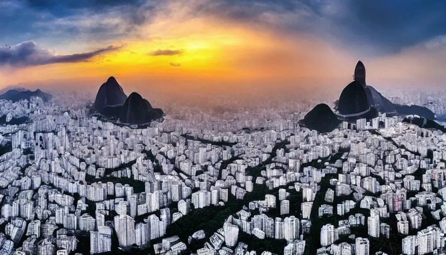 Prompt: the city of rio de janeiro covered in snow, 4 k, award winning photograph, beautiful, trending on instagram