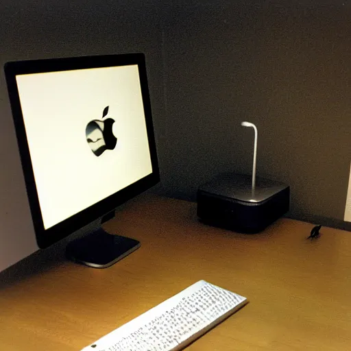 Prompt: a 1998 Apple iMac desktop computer, designed by M. C. Escher