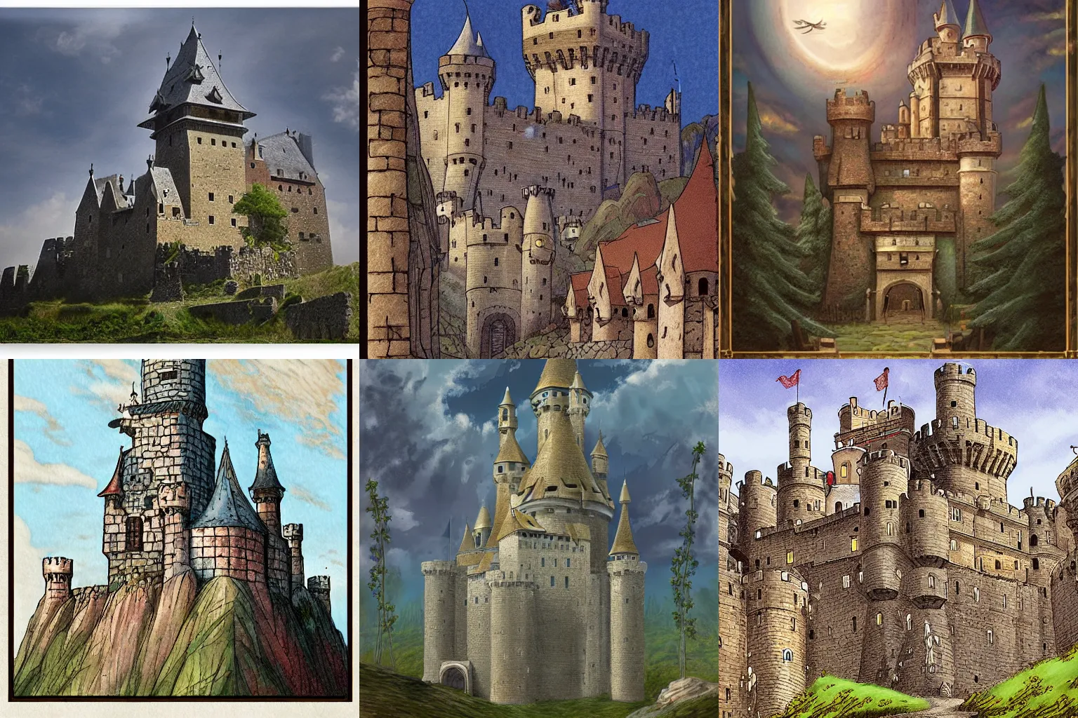 Prompt: medieval castle, by Hayao Miyazaki