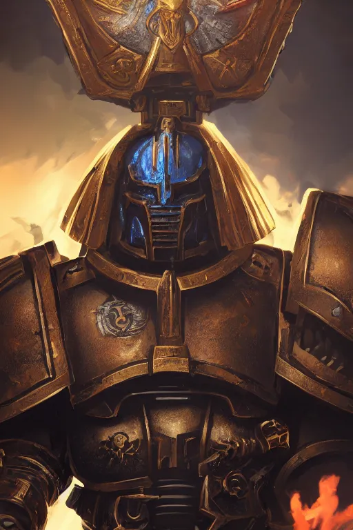 Image similar to armor portrait heros warhammer 4 0 k horus heresy fanart - the primarchs emperor by johannes helgeson animated with vfx concept artist & illustrator global illumination ray tracing hdr fanart arstation zbrush central hardmesh 8 k octane renderer comics stylized