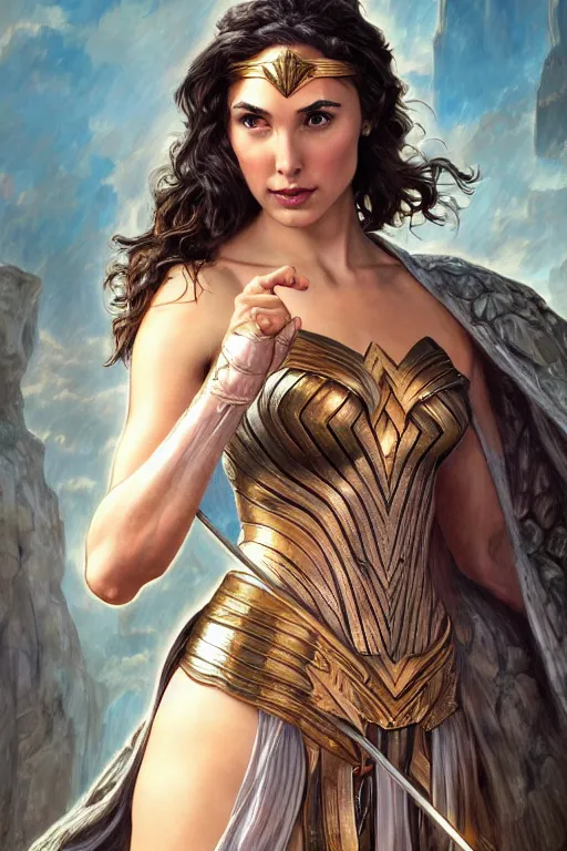 Image similar to Gal Gadot as a Roman Goddess, cute, fantasy, intricate, elegant, highly detailed, digital painting, 4k, HDR, concept art, smooth, sharp focus, illustration, art by artgerm and H R Giger and alphonse mucha