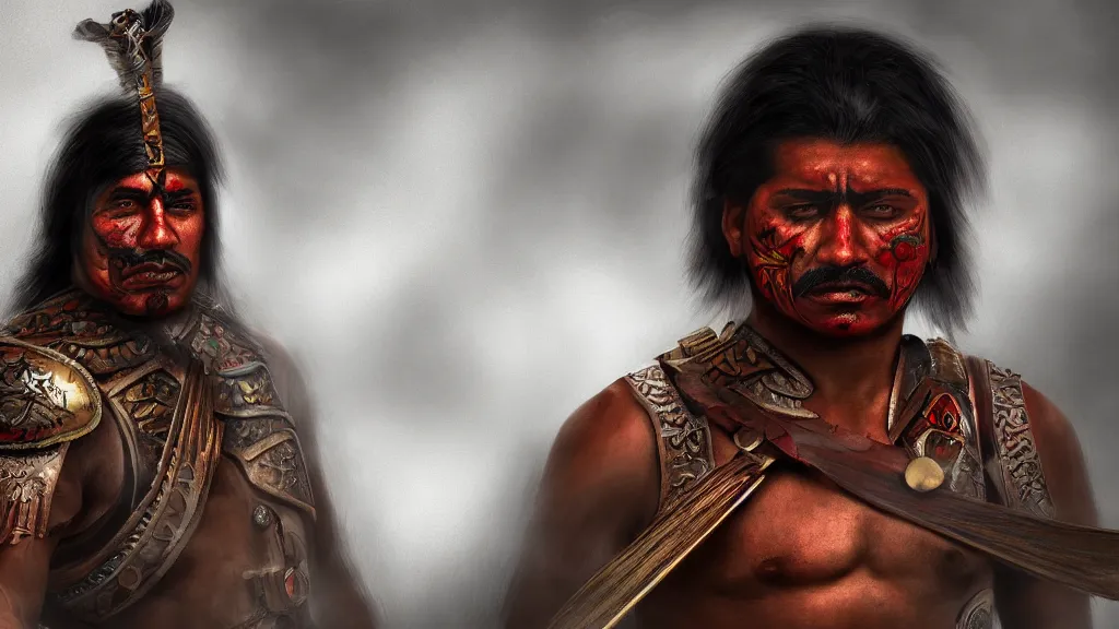 Image similar to mexican warrior, digital art, 8 k, angry, strong, the chosen one